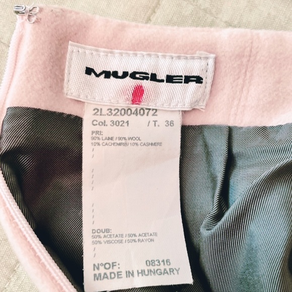 Thierry Mugler Couture Baby Pink Wool & Cashmere Midi Skirt W/ Back Slit - Picture 4 of 5